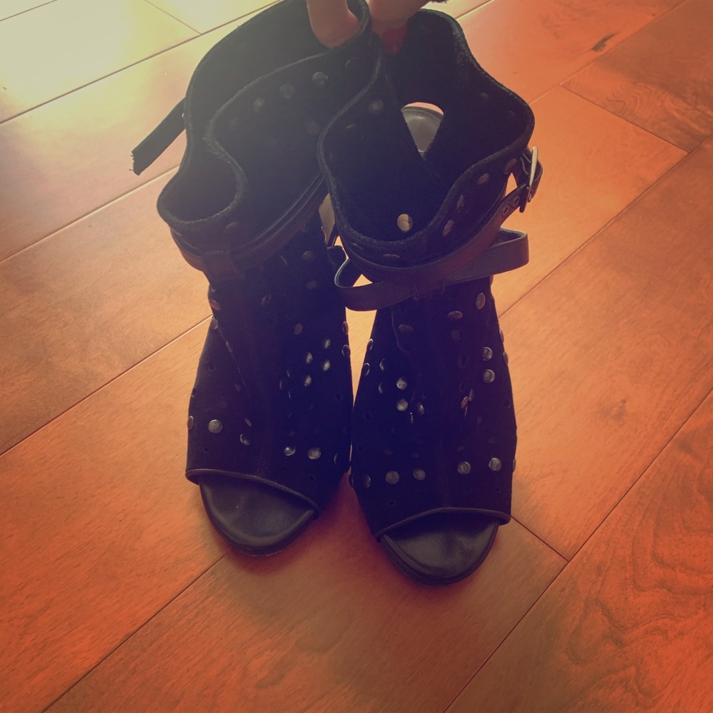 Authentic Jimmy Choo Suede Open-toe Ankle Bootie